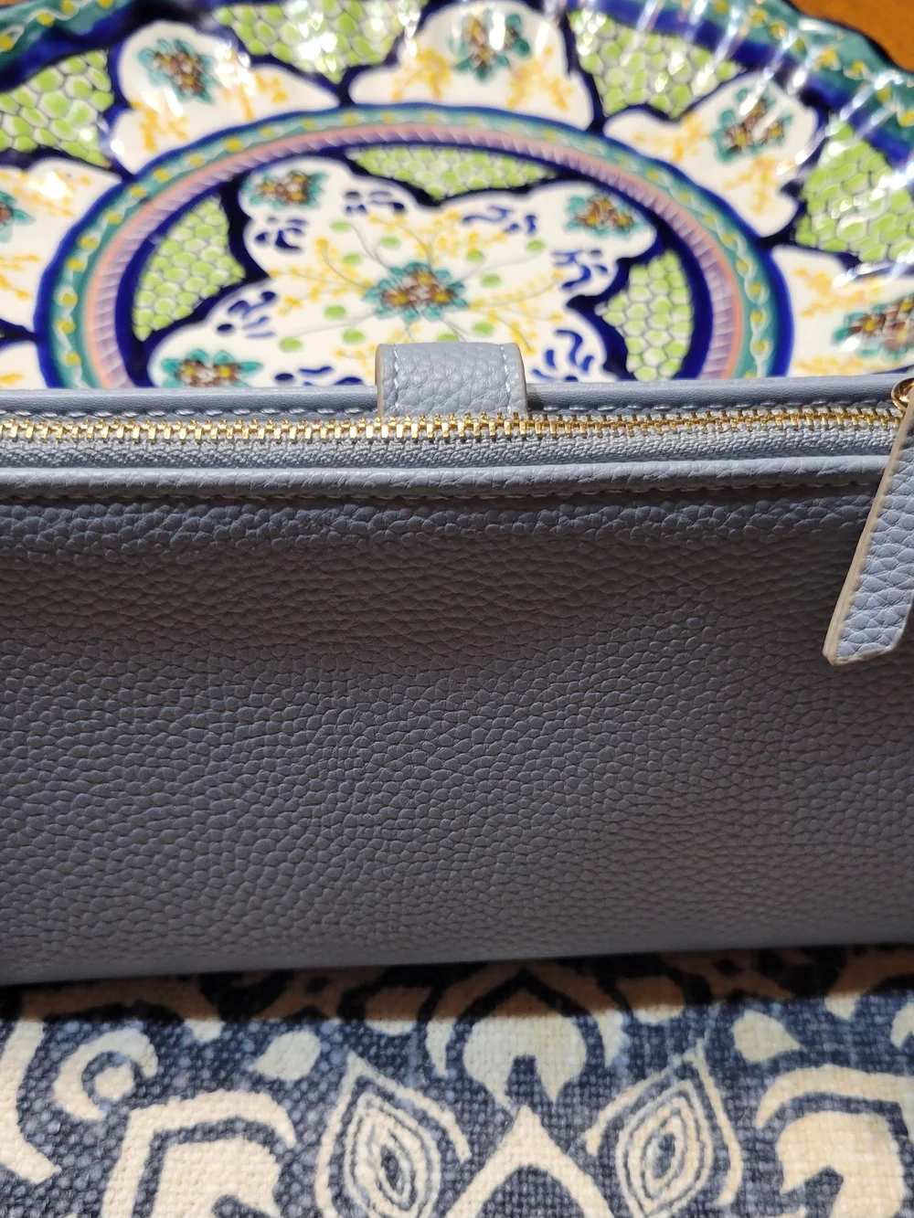 Nanette Lepore Continental Blue Pebbled Faux Leather Snap Wallet